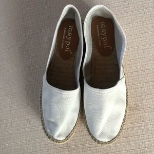 Maypol Anthropologie White Leather Espadrille 41